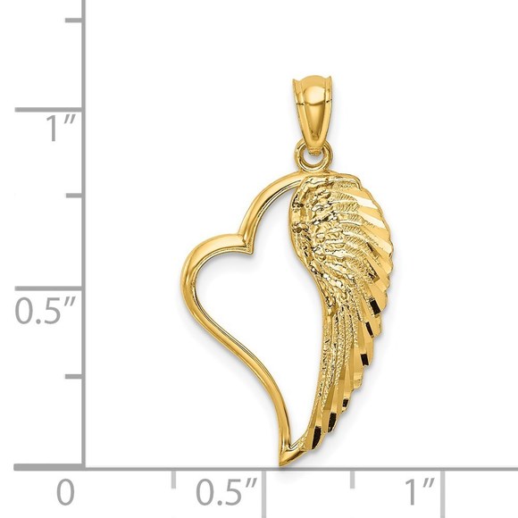 14K Polished Heart and Wing Pendant - Picture 2 of 4
